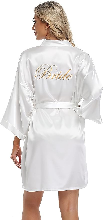 Women's Short Kimono Robe Soft Bride Bridesmaid Robes for Wedding Party Bridal Robes Getting Read... | Amazon (US)
