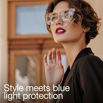 Blue Light Glasses for Women - Oversized UV & Blue Light Blocker Chunky Frames, Stylish Eyewear A... | Amazon (US)