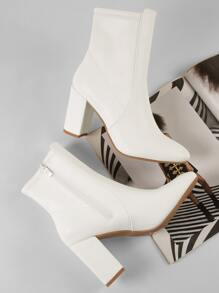 Vegan Leather High Block Heel Boots | SHEIN