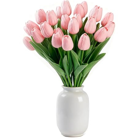 Artificial PU Tulips 10Pcs Real Touch Fake Flower Arrangement Bouquets for Home Office Wedding De... | Amazon (US)