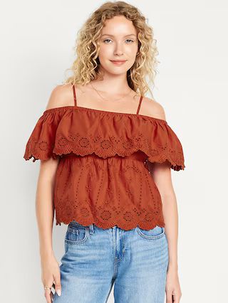 Off-Shoulder Cutwork Top | Old Navy (US)