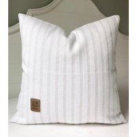 Throw Pillow Covers~Light Gray White Stripe Textured Cover By Spicy Nacho Decor | Etsy (US)