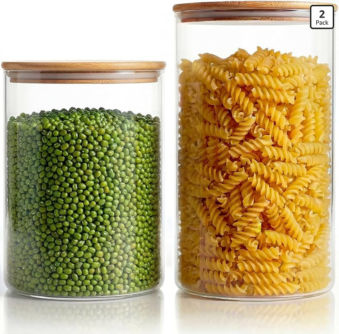 Extra Large Glass Flour and Sugar Storage Containers with Airtight Lid,132 floz x1 & 65 floz x1 [... | Amazon (US)