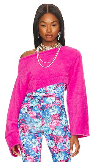 Chantal Cropped Sweater in Hot Pink | Revolve Clothing (Global)