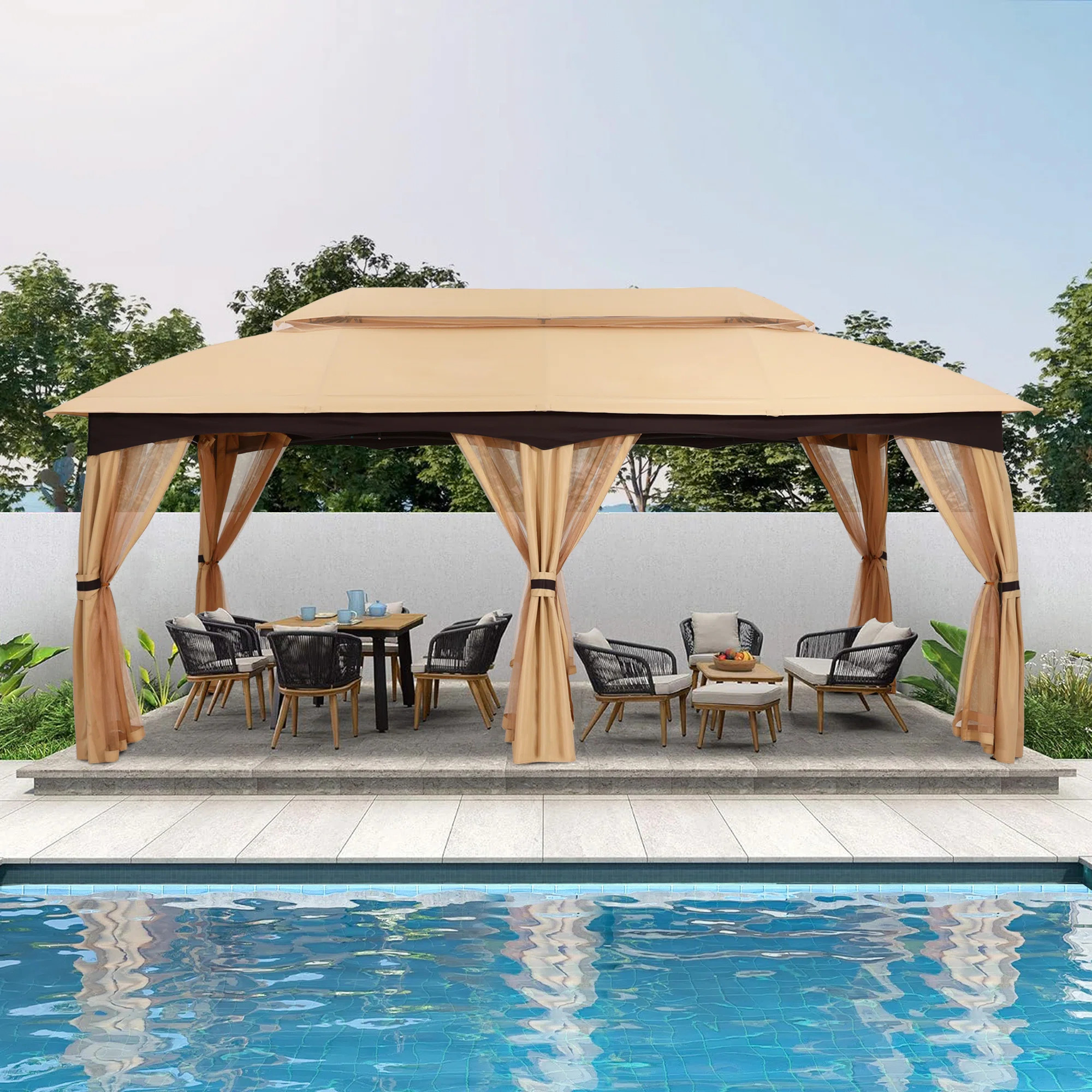 20 Ft W x 10 Ft. D Steel Patio Gazebo | Wayfair North America