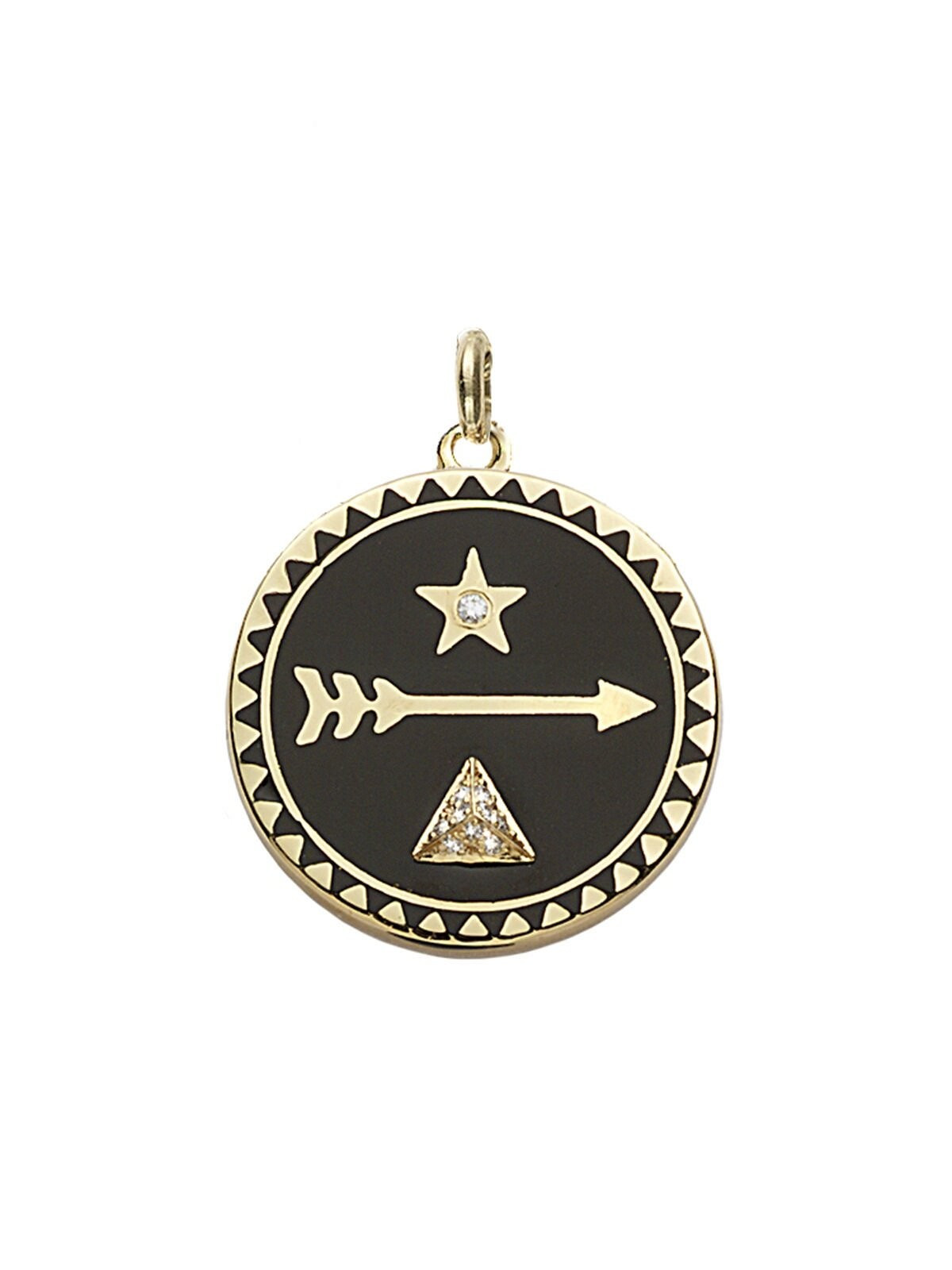 Petite Black Champlevé Enamel Dream Yellow Gold Charm | YLANG 23