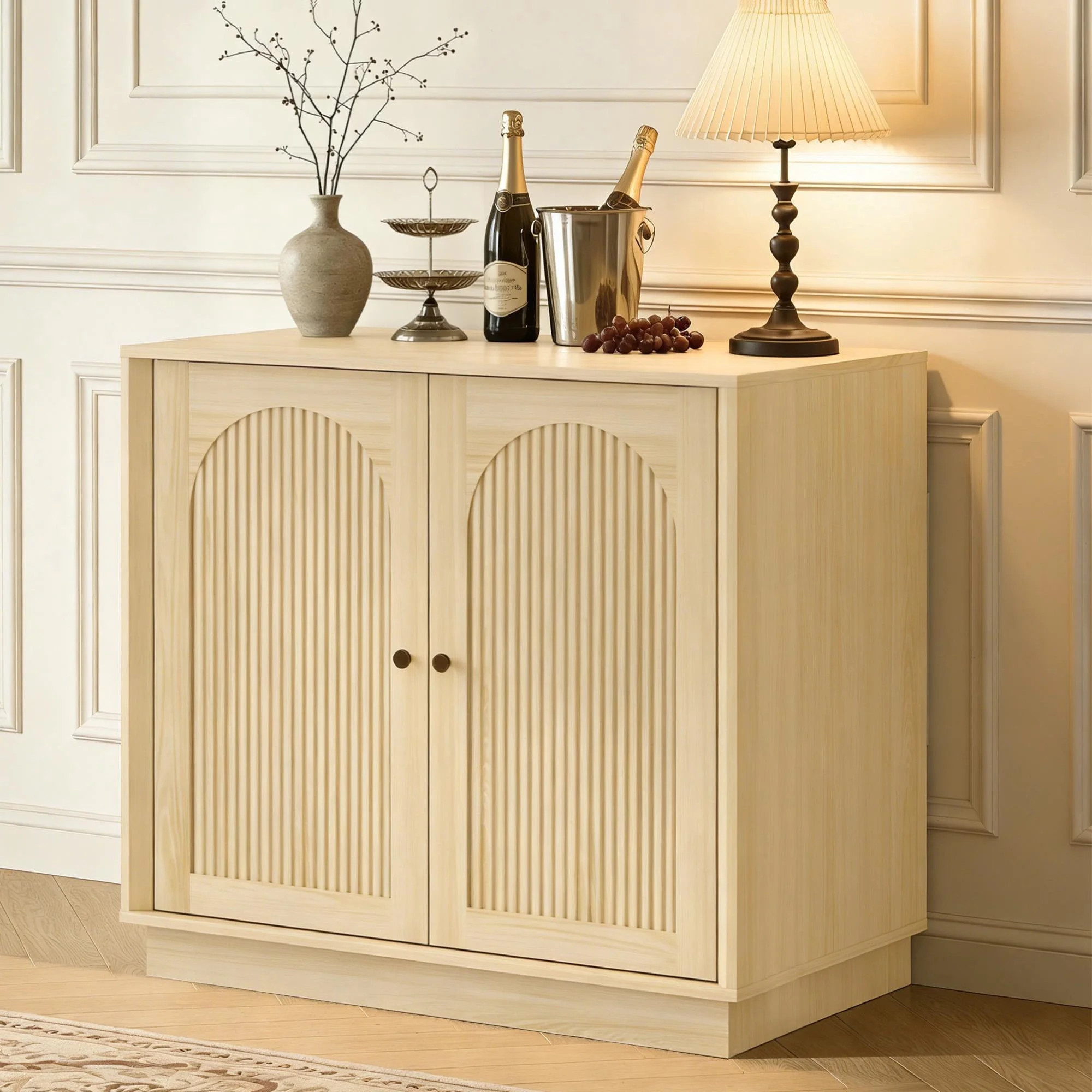 Magic Union Modern Buffet Cabinet with Storage, Fluted Sideboard Accent Cabinet with Adjustable Shelves & Arched Doors, Modular Coffee Bar Credenza for Dining Room Kitchen Living Room Entryway - Walmart.com | Walmart (US)