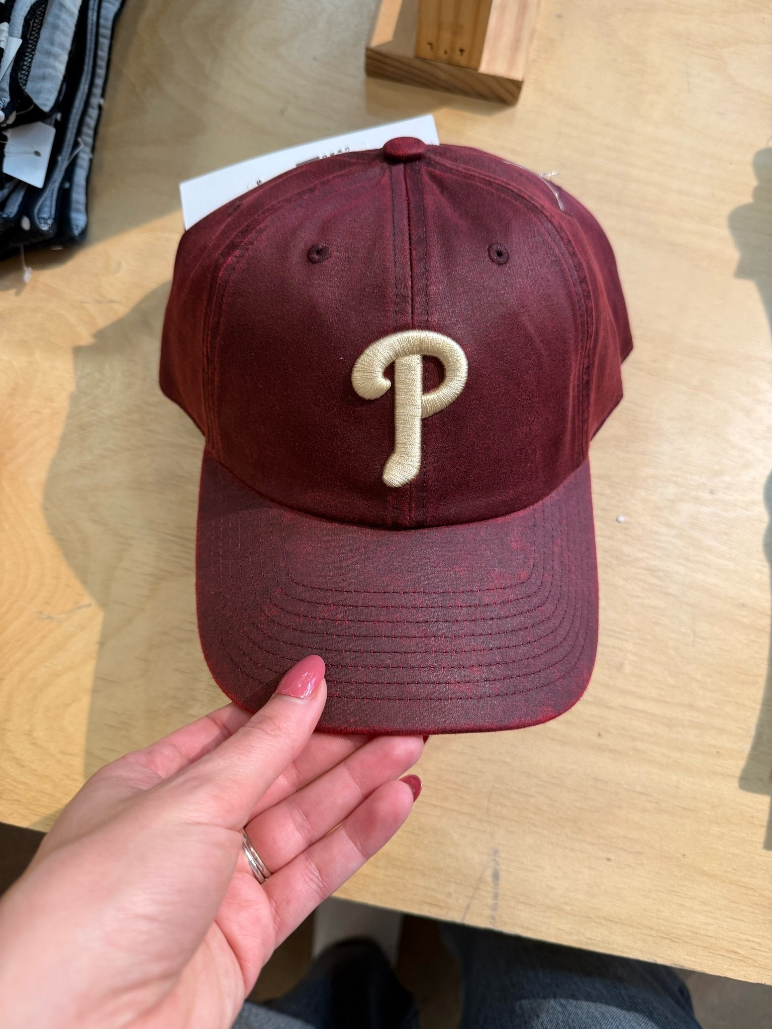 That classic "P" in a rich, washed burgundy. It feels like a vintage find that’s already been lived in—the perfect way to rep the home team with a bit of a softened aesthetic.

#LTKPetite #LTKSeasonal