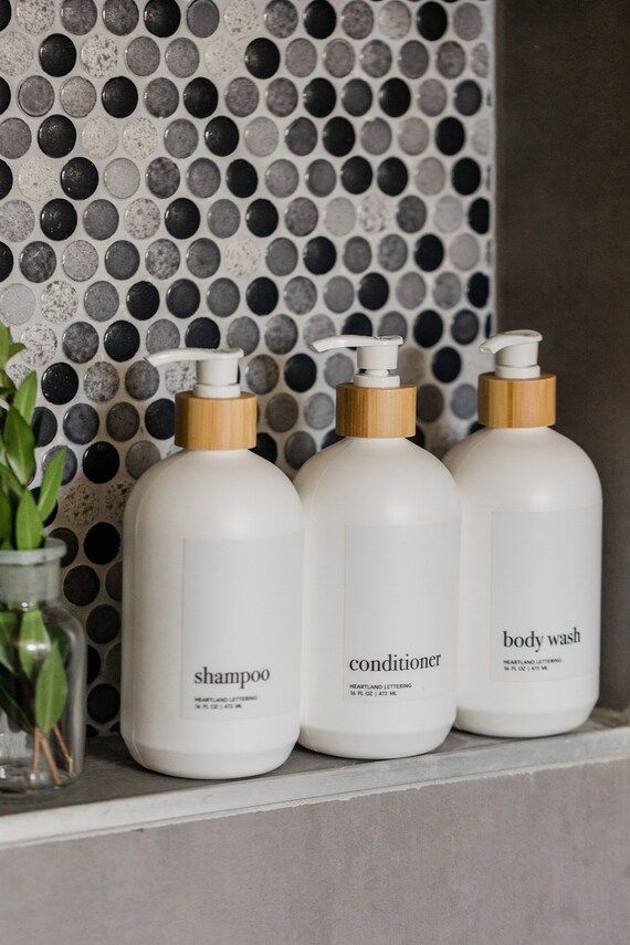 Minimalist Shampoo Bottle Set Bamboo Bathroom Storage Body | Etsy | Etsy (US)