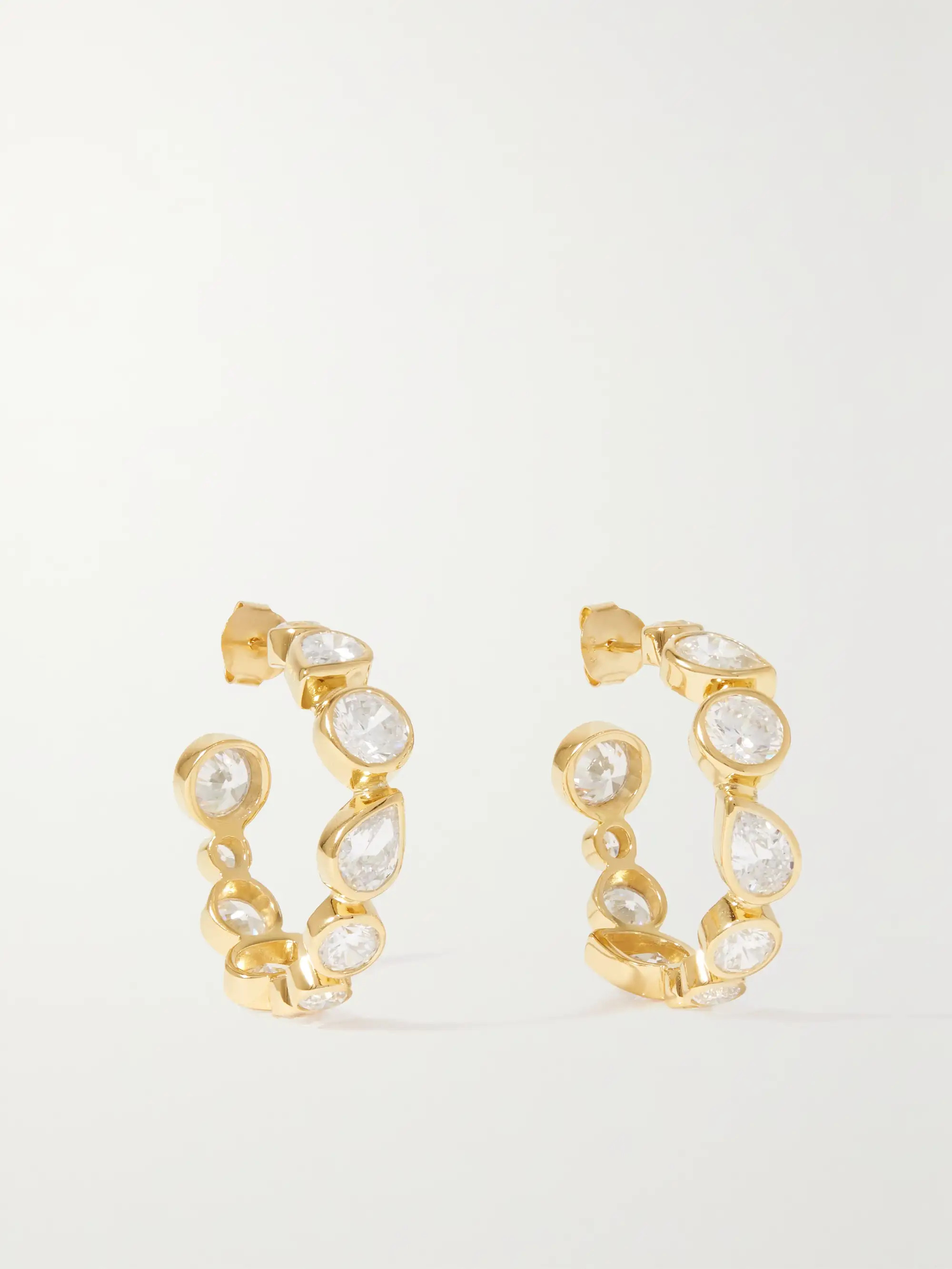 + NET SUSTAIN Offset recycled gold vermeil cubic zirconia hoop earrings | NET-A-PORTER (UK & EU)