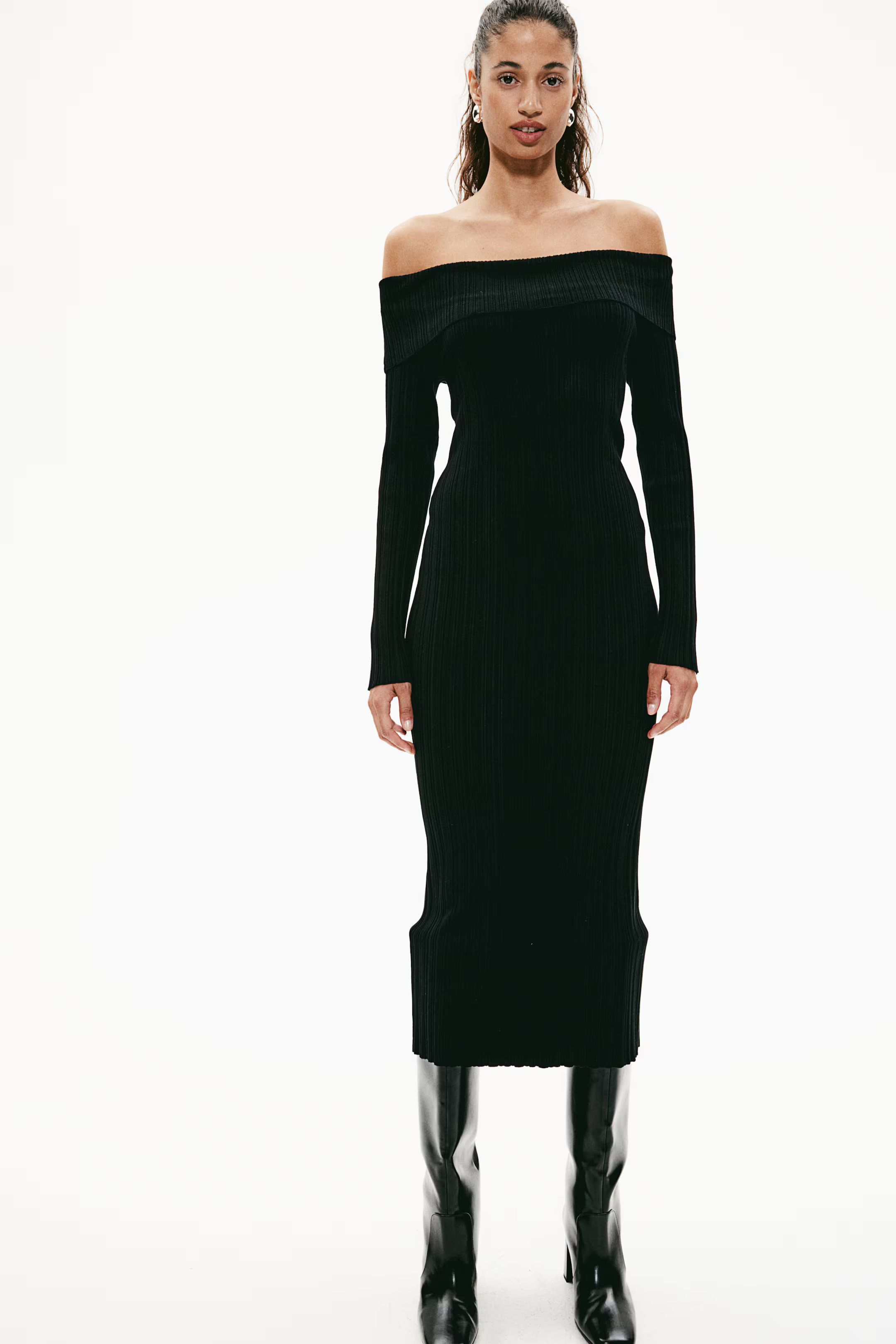 Rib-Knit Off-the-Shoulder Dress | H&M (US + CA)