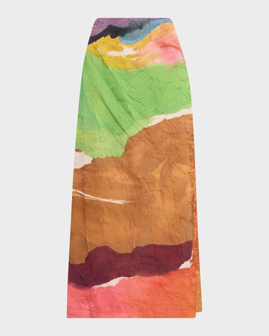 x Helen Frankenthaler Inez Satin Pencil Skirt | Neiman Marcus