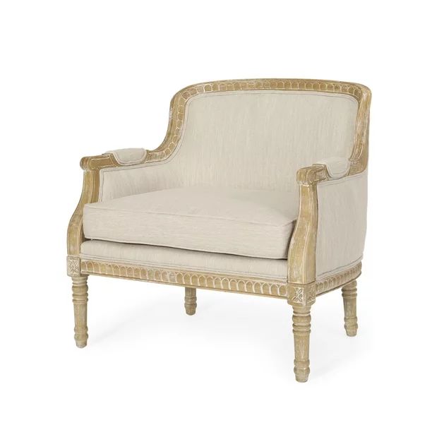 Noble House Elias Fabric Upholstered Club Chair, Beige and Natural - Walmart.com | Walmart (US)