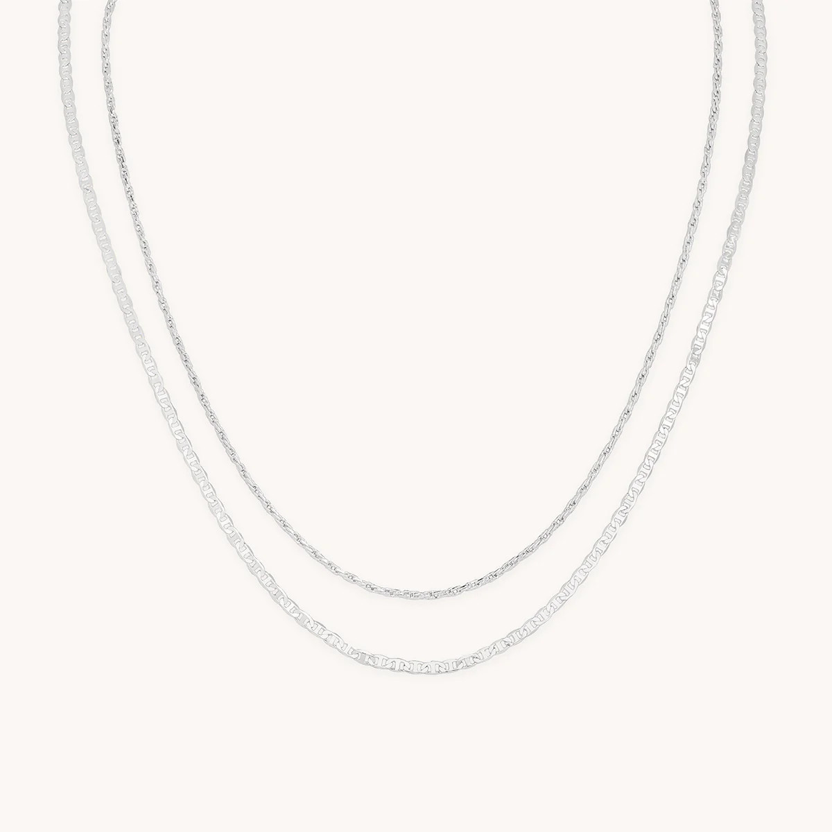 Illusion Double Chain Necklace in Silver | Astrid & Miyu UK