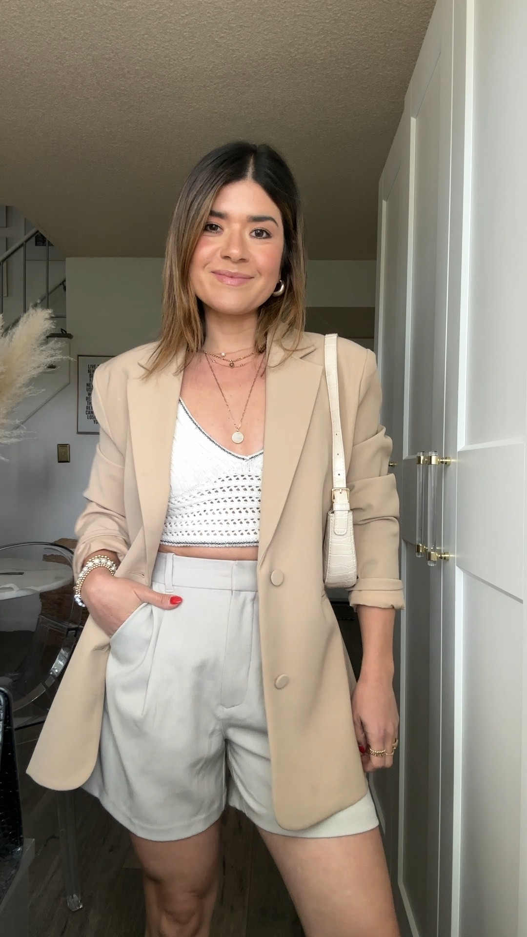 This crocheted crop top via Target is so adorable! It’s also available in black! 
Top size xs
Blazer is old. Linked similar ones
Shorts size 24

#LTKFindsUnder50 #LTKFindsUnder100 #LTKStyleTip