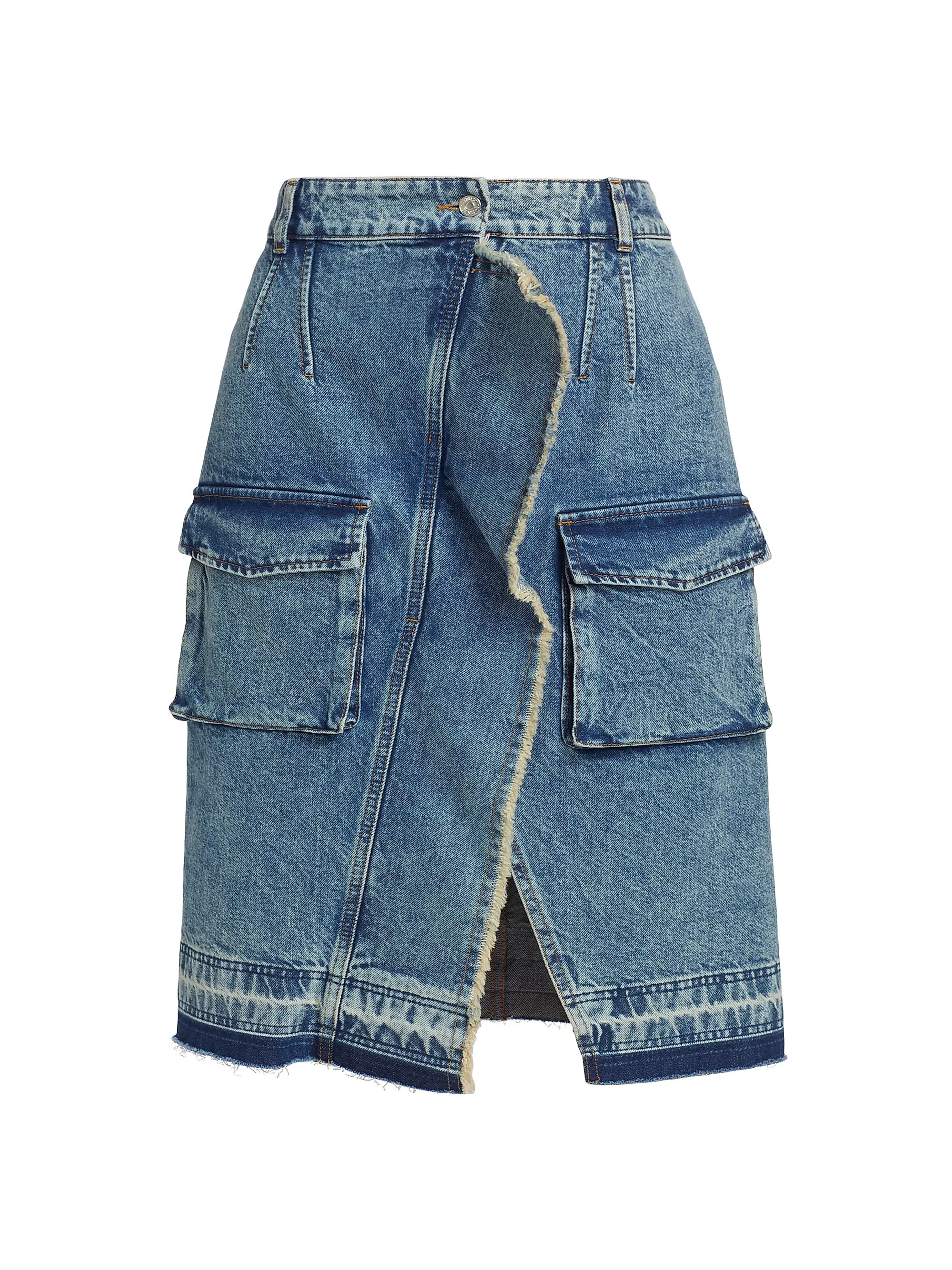 Ruffled Cargo Denim Midi-Skirt | Saks Fifth Avenue