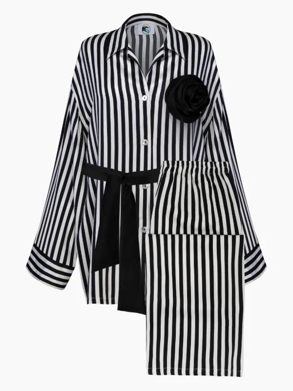 Sleeper The Rose Satin Pajama Set | Black | FARFETCH | Farfetch Global