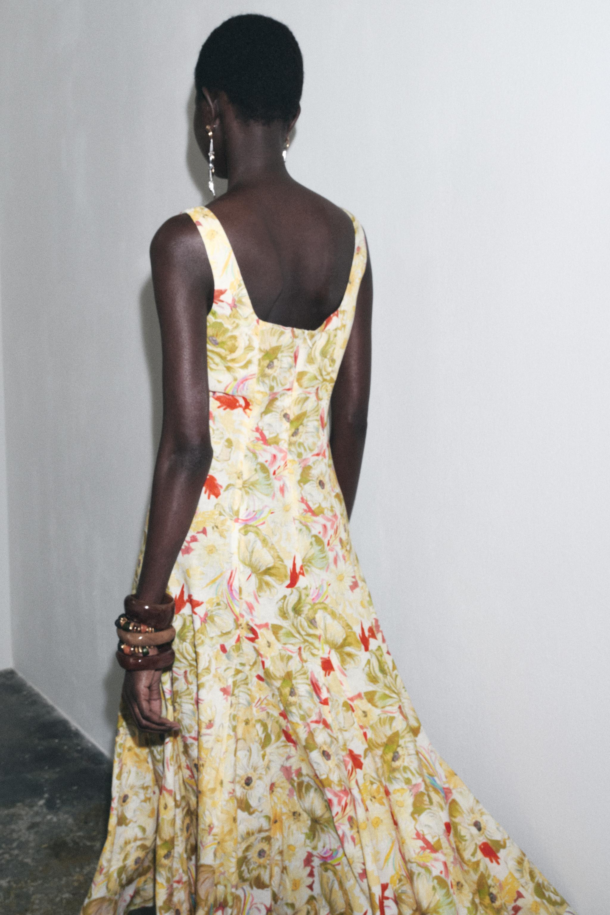 ZW COLLECTION PRINTED LINEN BLEND DRESS | Zara UK