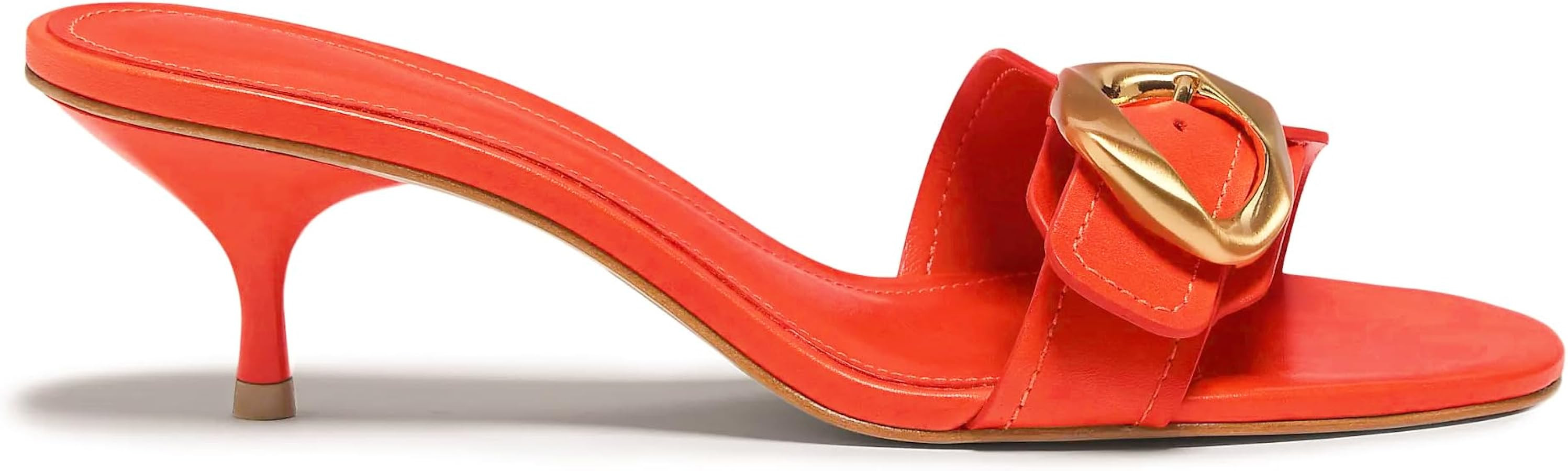 Lhamo Latso Buckle Slide Heeled Sandals for Women with 2.25 Inch Stiletto Heel | Amazon (US)