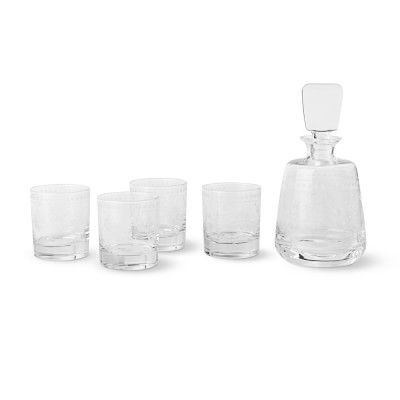 Vintage Etched Decanter & Double Old-Fashioned Glasses, Set of 4 | Williams-Sonoma