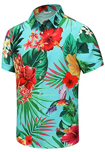 SheLucki Hawaiian Shirt for Men, Unisex Summer Beach Casual Short Sleeve Button Down Shirts, Prin... | Amazon (US)