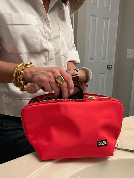These bags are washable and you can add an optional  snap in compartment for brushes and tubes. Not just for makeup though. Think about beach bags to hold sunscreen, sunglasses, and small things or diaper bags to keep diaper cream, pacis, small toys, and your wallet  

#LTKover40 #LTKbeauty #LTKitbag