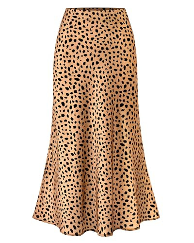 BTFBM Satin Skirts for Women Trendy Spring Summer 2026 High Waisted Leopard Print Cocktail Weddin... | Amazon (US)