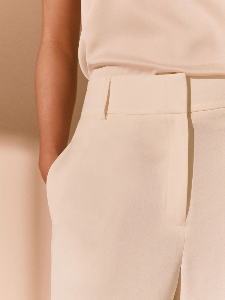 Ecru Elastic Back Wide Leg Satin Trousers | Next EU