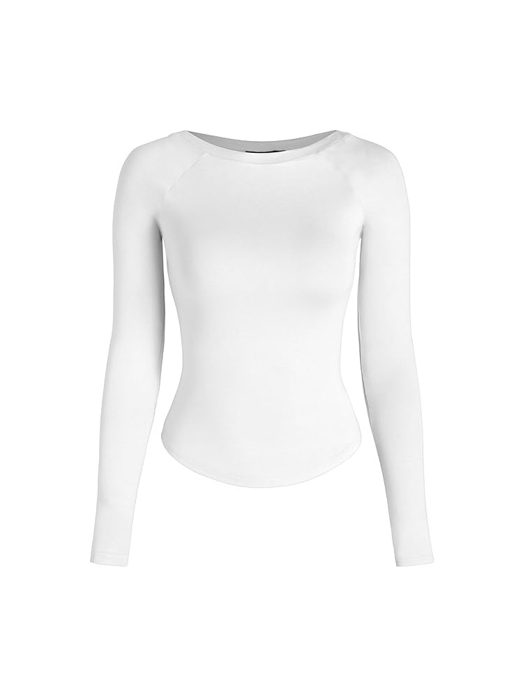 CIDER Women Long Sleeve Crop Top Boat Neck Slim Fit Tight Basic Tee Shirts 2025 | Amazon (US)