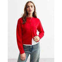 New Look Red Soft Knit Crew Neck Cardigan - Bright Red, Bright Red, Size M, Women | Very (UK)