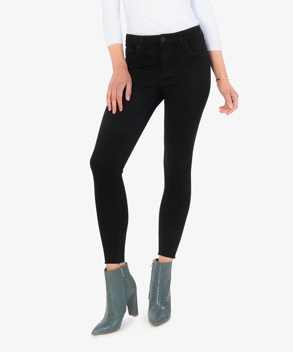 Donna High Rise Ankle Skinny Raw Hem (Black) - Kut from the Kloth | Kut From Kloth
