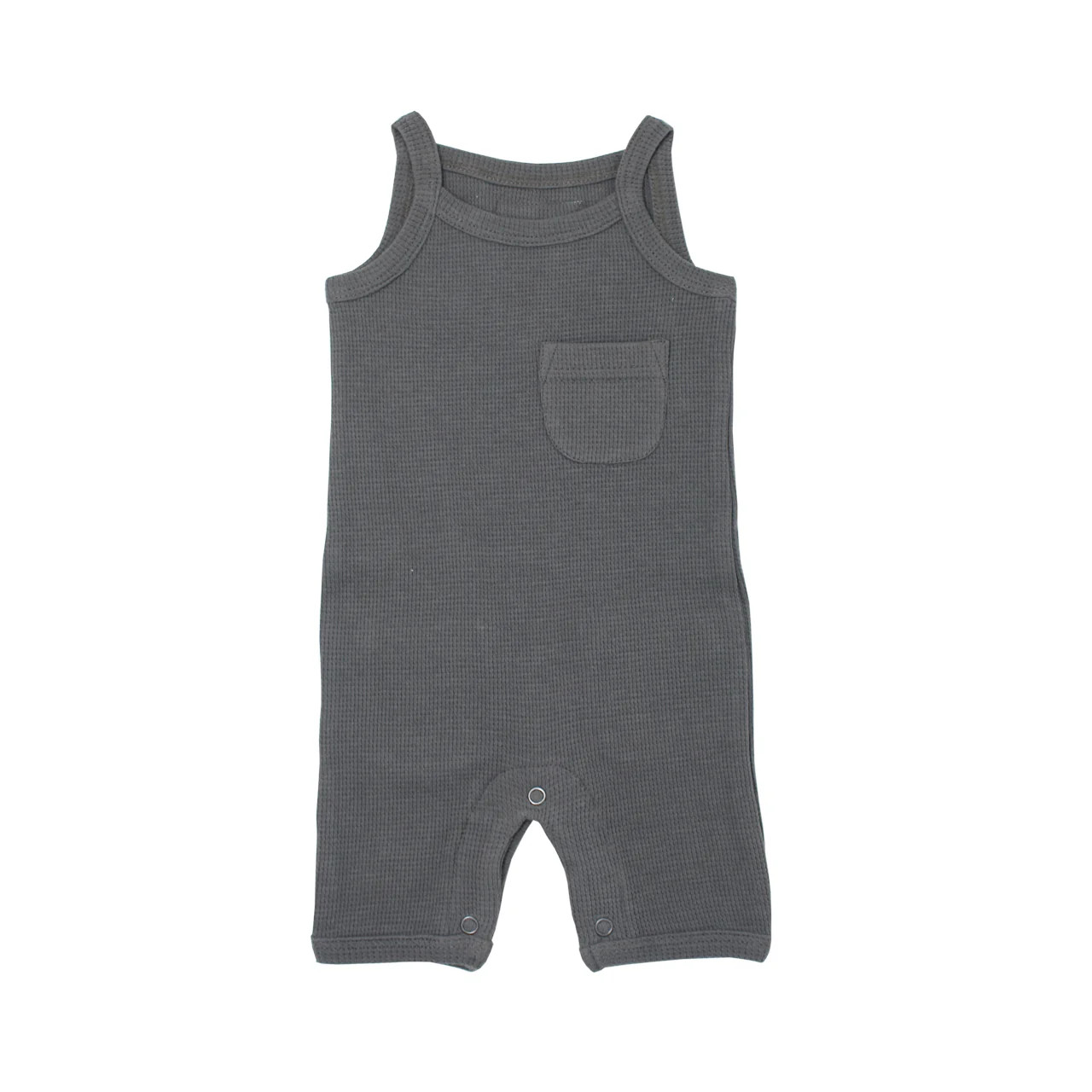 Organic Waffle Romper in Graphite | L'ovedbaby