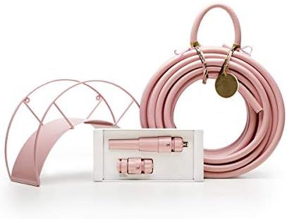 Pink Garden Hose and Hose Holder Kit - Rusty Rose - Exclusive Designed Pink Water Hose & Wall Mou... | Amazon (US)