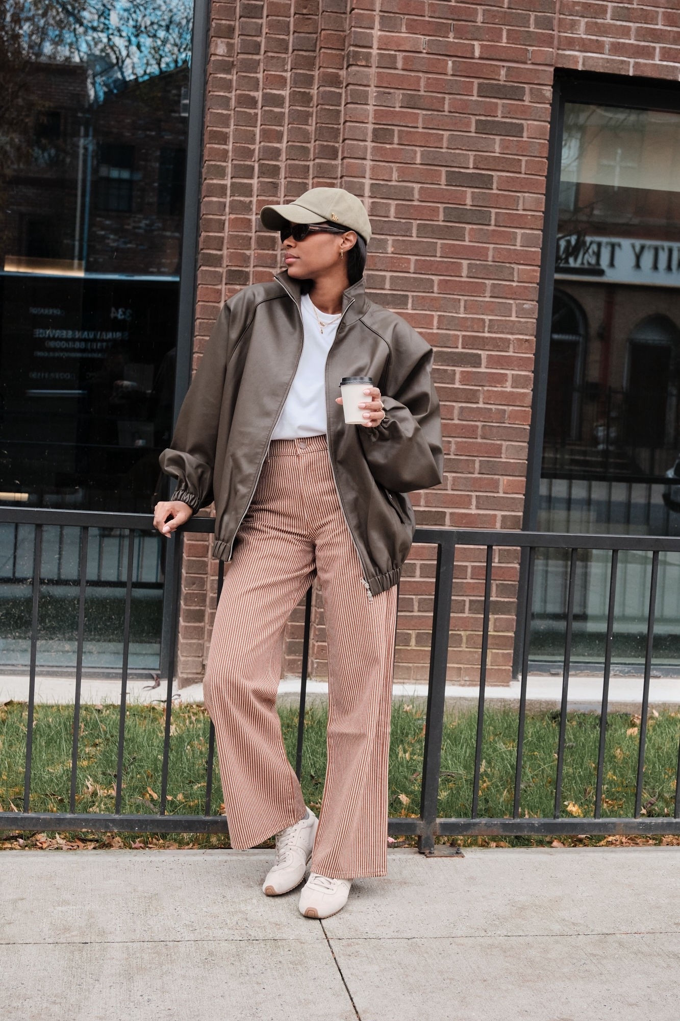 Sporty chic is my go to style! Love this leather jacket shape so much and these trousers are a perfect fit. The Larroude sneakers have replaced my
Sambas! Just size up!!

#LTKmomlife #LTKTall