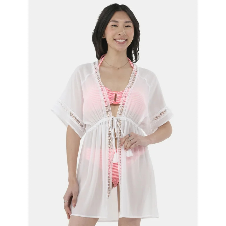 No Boundaries Women's Tie Front Duster Coverup, Sizes XXS-XXL - Walmart.com | Walmart (US)