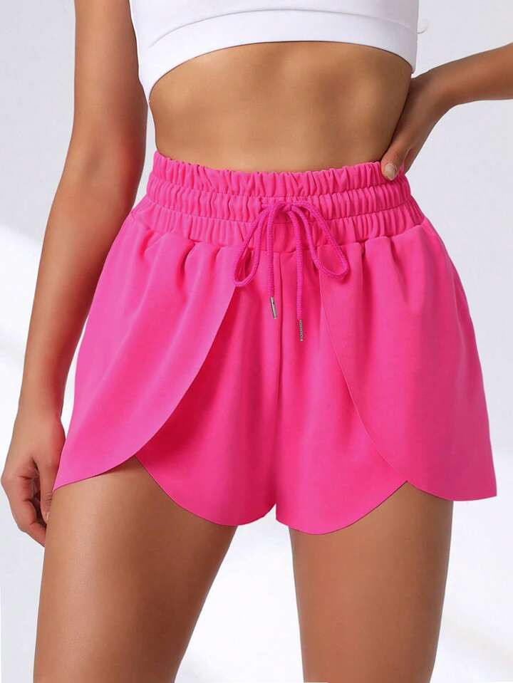 Drawstring Waist Tulip Hem Sports Shorts | SHEIN