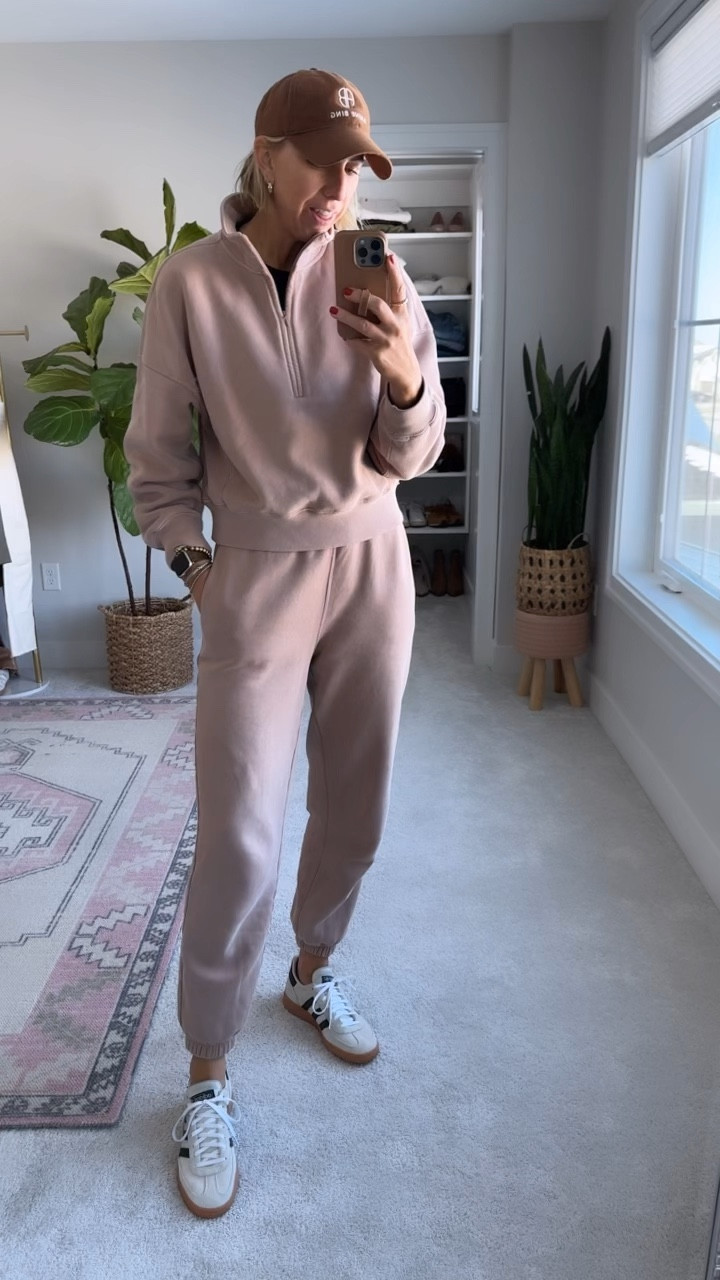 Weekend at leisure chic in this matching sweat set from Abercrombie! I size up to a medium in both top and bottom for a relaxed fit👍🏻

#LTKover40 #LTKstyletip #LTKVideo