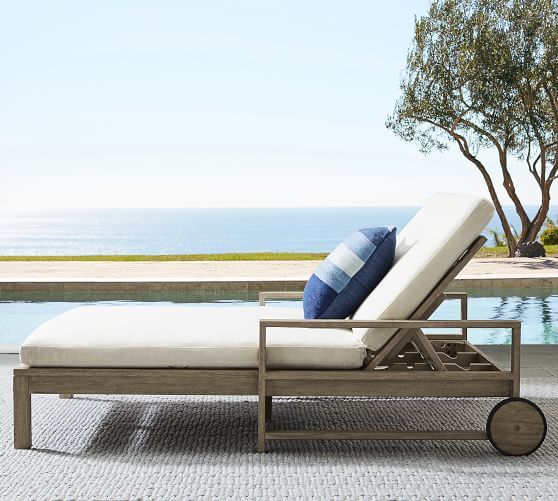 Indio FSC® Eucalyptus Double Chaise Lounge with Wheels | Pottery Barn (US)