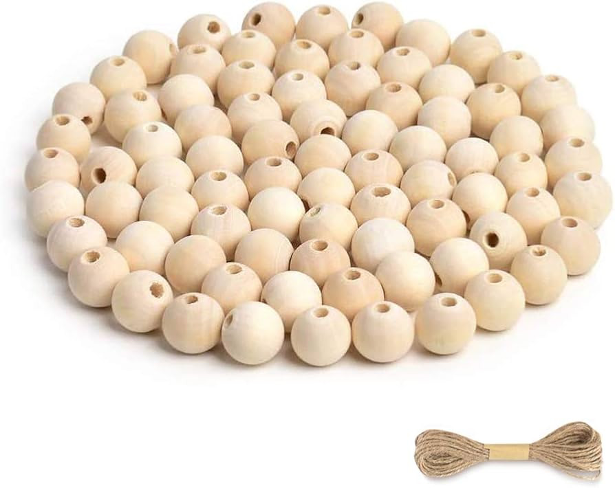 Hagao Natural Wood Beads Round Ball Wooden Loose Beads Unfinished Wood Spacer Beads for Craft-Mak... | Amazon (US)