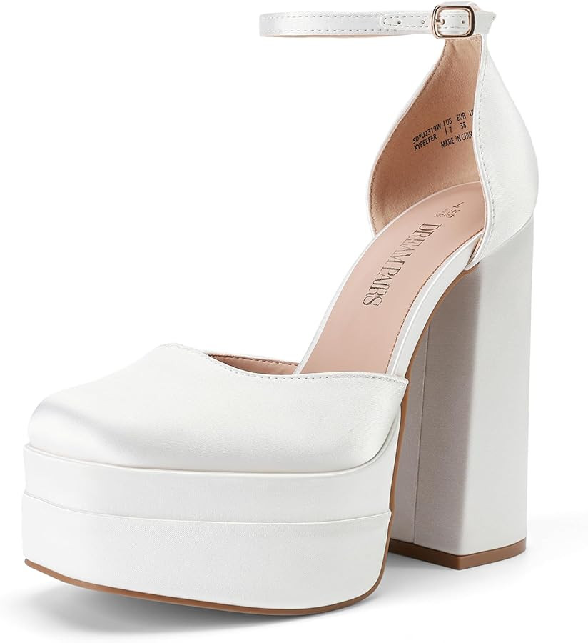 DREAM PAIRS Women’s High Chunky Platform Closed Toe Block Heels Square Toe Ankle Strap Dress We... | Amazon (US)