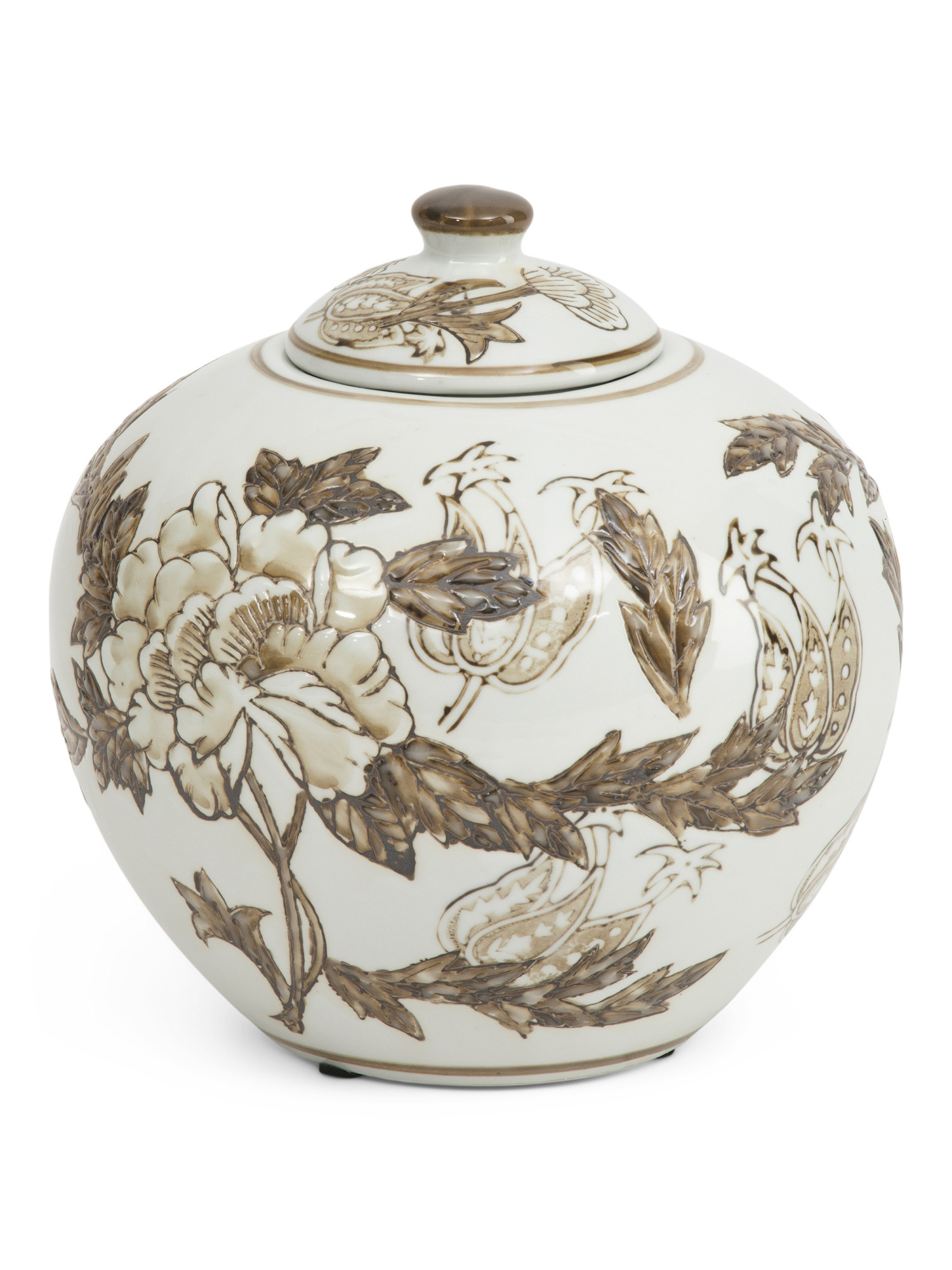 8x8in Floral Ceramic Jar With Lid | TJ Maxx