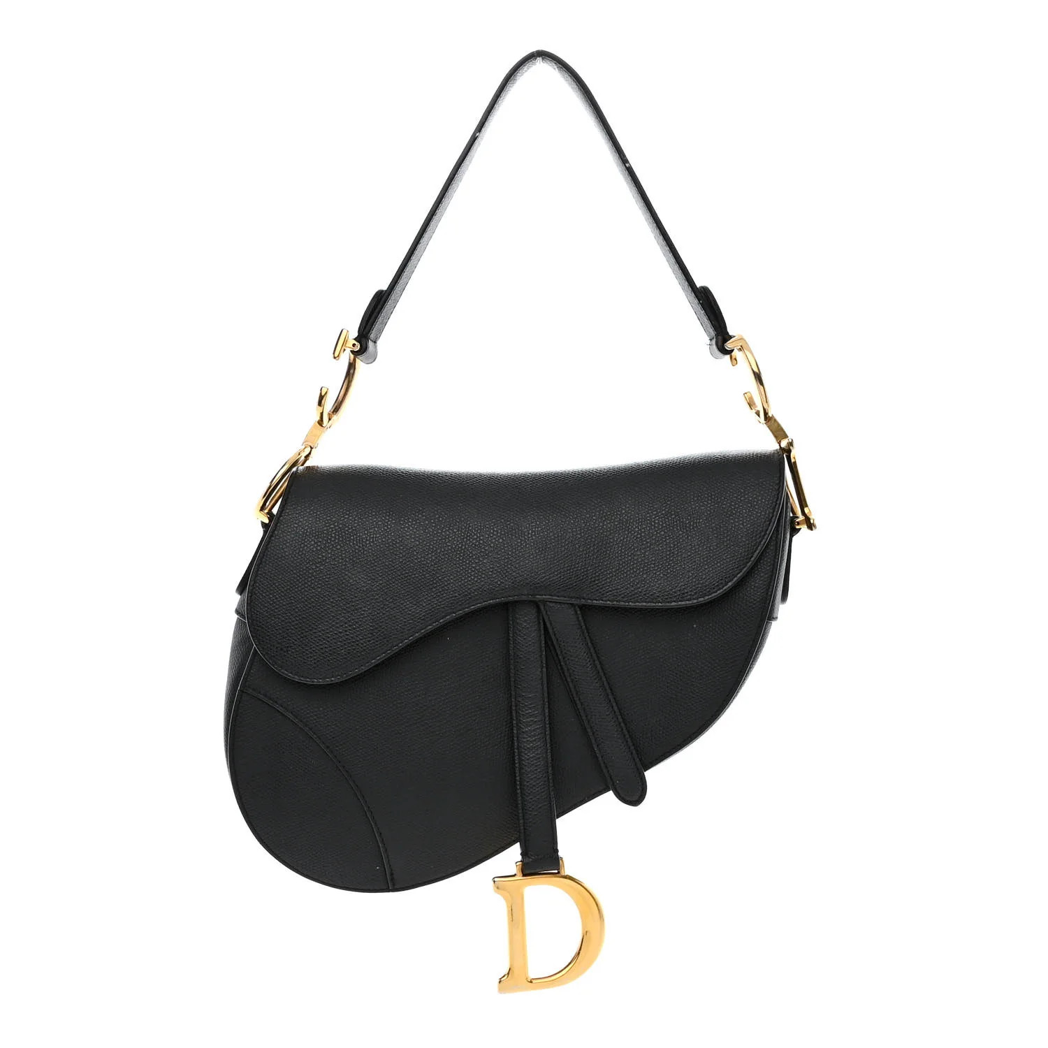 Grained Calfskin Saddle Bag Black | FASHIONPHILE (US)
