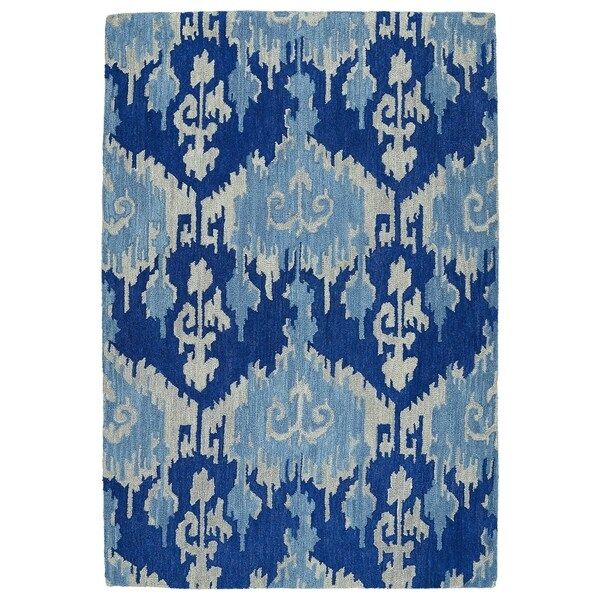 Manhattan Hand-Tufted Blue Ikat Rug (7'6 x 9') | Bed Bath & Beyond