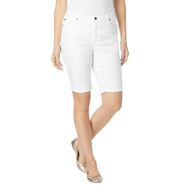 Woman Within Women's  Plus Size Stretch Jean Bermuda Short  - 42 W, White - Walmart.com | Walmart (US)