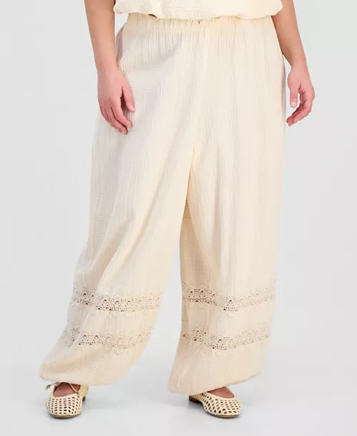 Trendy Plus Size Cotton Gauze Balloon Pants | Macy's