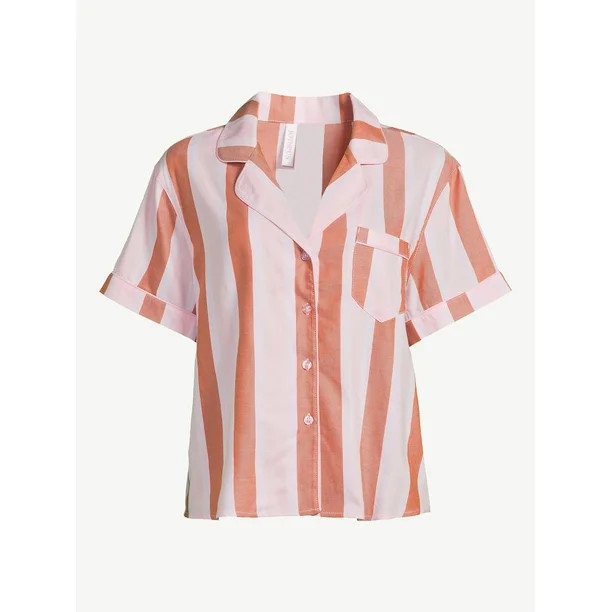 Joyspun Women's Woven Notch Collar Pajama Top, Sizes S to 3X | Walmart (US)