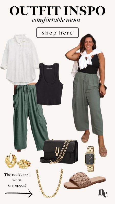 Easy and comfy mom outfit, perfect for spring, travel or a day out. 


Casual spring day outfit, mom outfit, flowy pants, boho outfit, casual boho, spring outfit, tank top, midsize, apple shape, comfy casual 

Top M
Pants M
White Shirt S




#LTKtravel #LTKmidsize #LTKfamily
