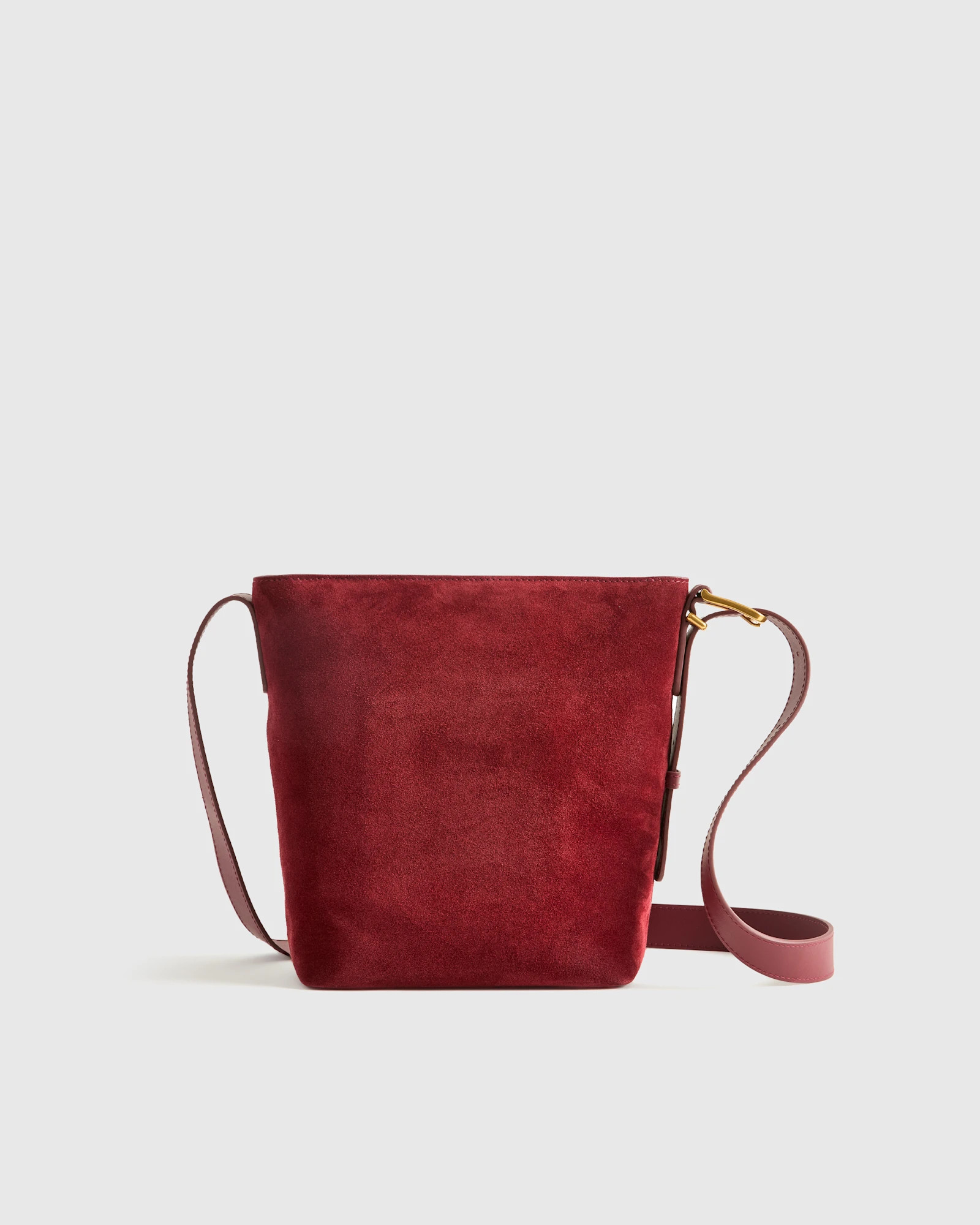 Quince | Women's Italian Suede Bucket Crossbody in Merlot, Suede Leather | Quince