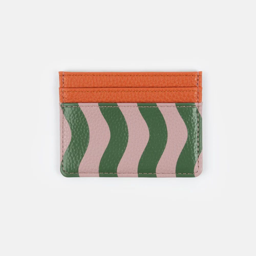 Pink/Green Wave Stripe Cardholder | Caroline Gardner