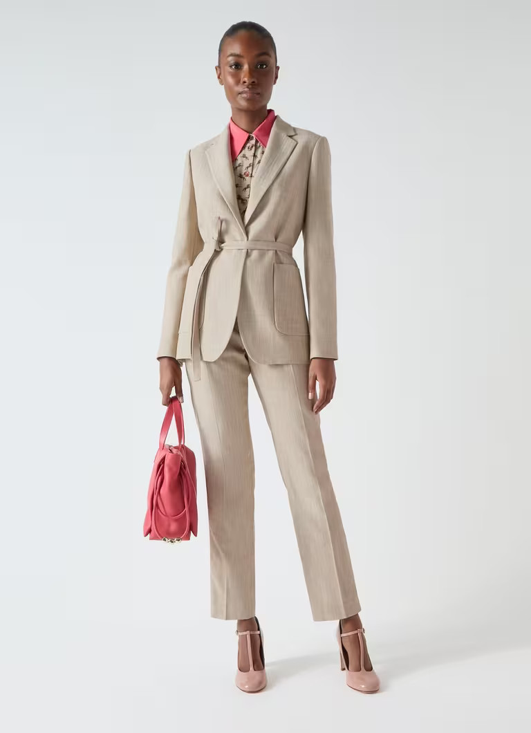 Amelia Beige Belted Single Breasted Jacket | L.K. Bennett (UK)